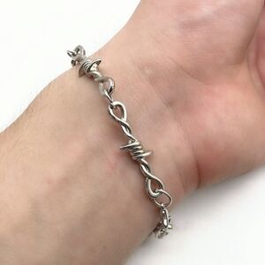 NWT Goth Punk Silver Barbed Wire Bracelet Unisex
